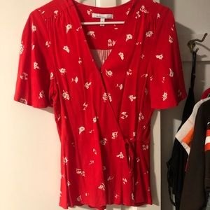 Sissie Mixed Material Wrap Top